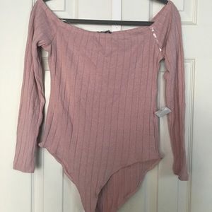 Charlotte Russe Pink off the Shoulder Bodysuit